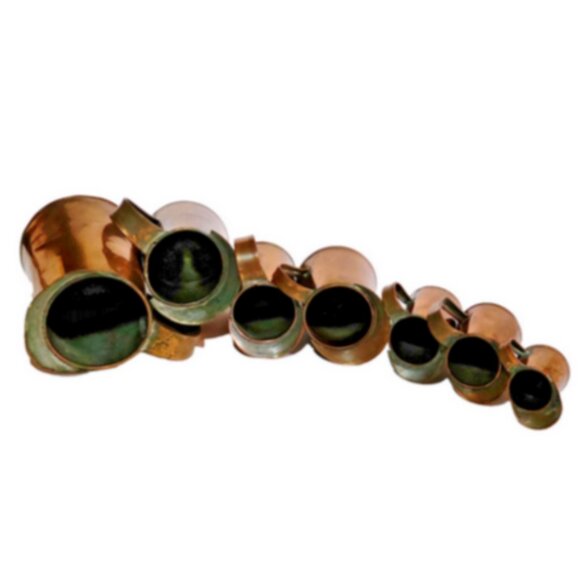 Vintage Graduated Copper Plated Pitchers Set of 7 - Picture 9 of 11